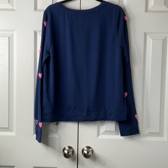 Lilly Pulitzer Rami Navy Sweatshirt Wild Hearts Embroidered Size L - Picture 5 of 8